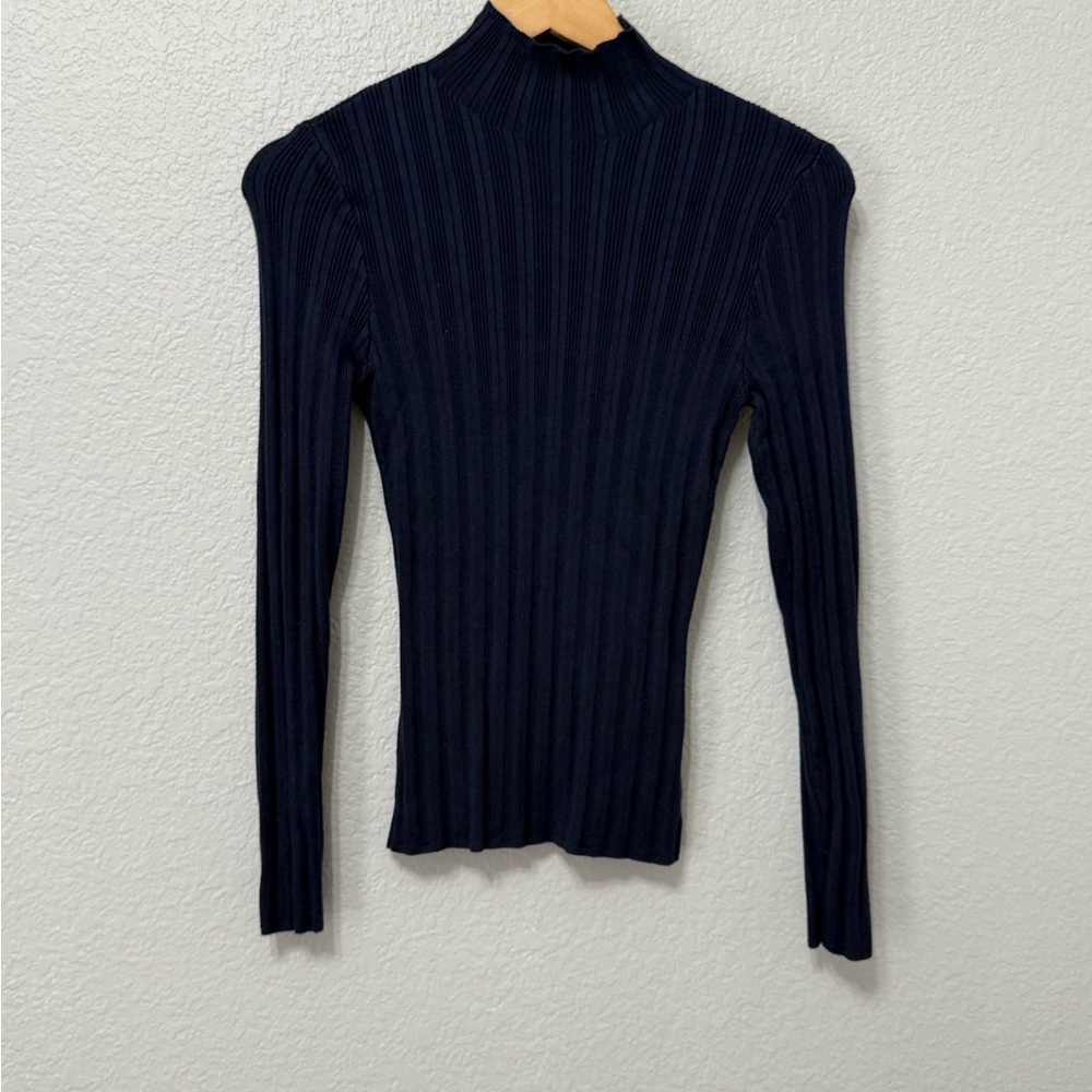 Abercrombie & Fitch Ribbed Long-Sleeve Mock Neck Top